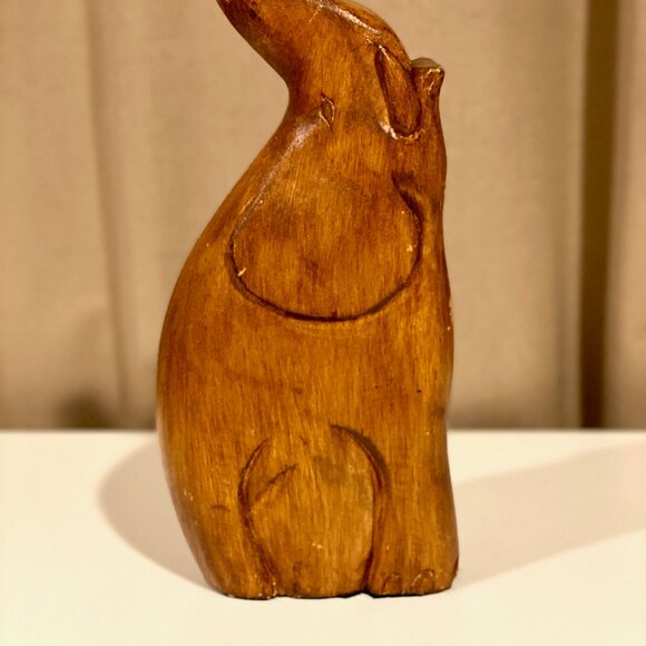 Hand-Carved Wooden Elephant Figurine | 11.5"x2.5"x2.5" |‎ Rustic Home Décor - Picture 5 of 6